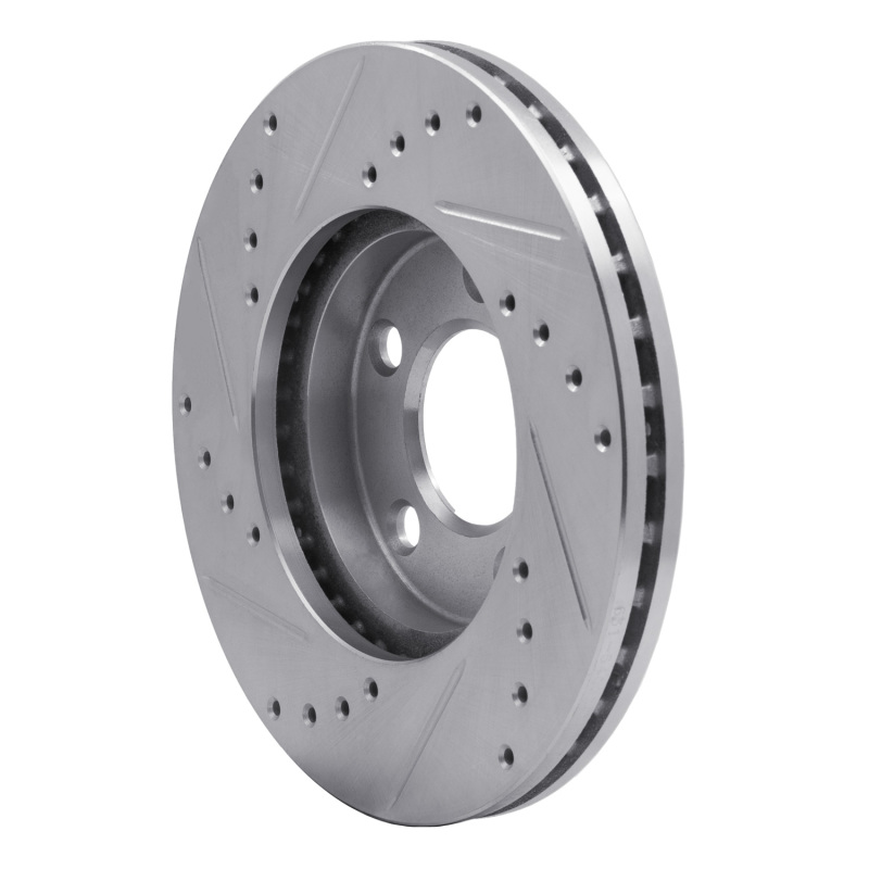 Ford Mustang Brake Rotor (1) - Front Right - R1 Concepts - Drilled & Slotted - Silver - `94-`04